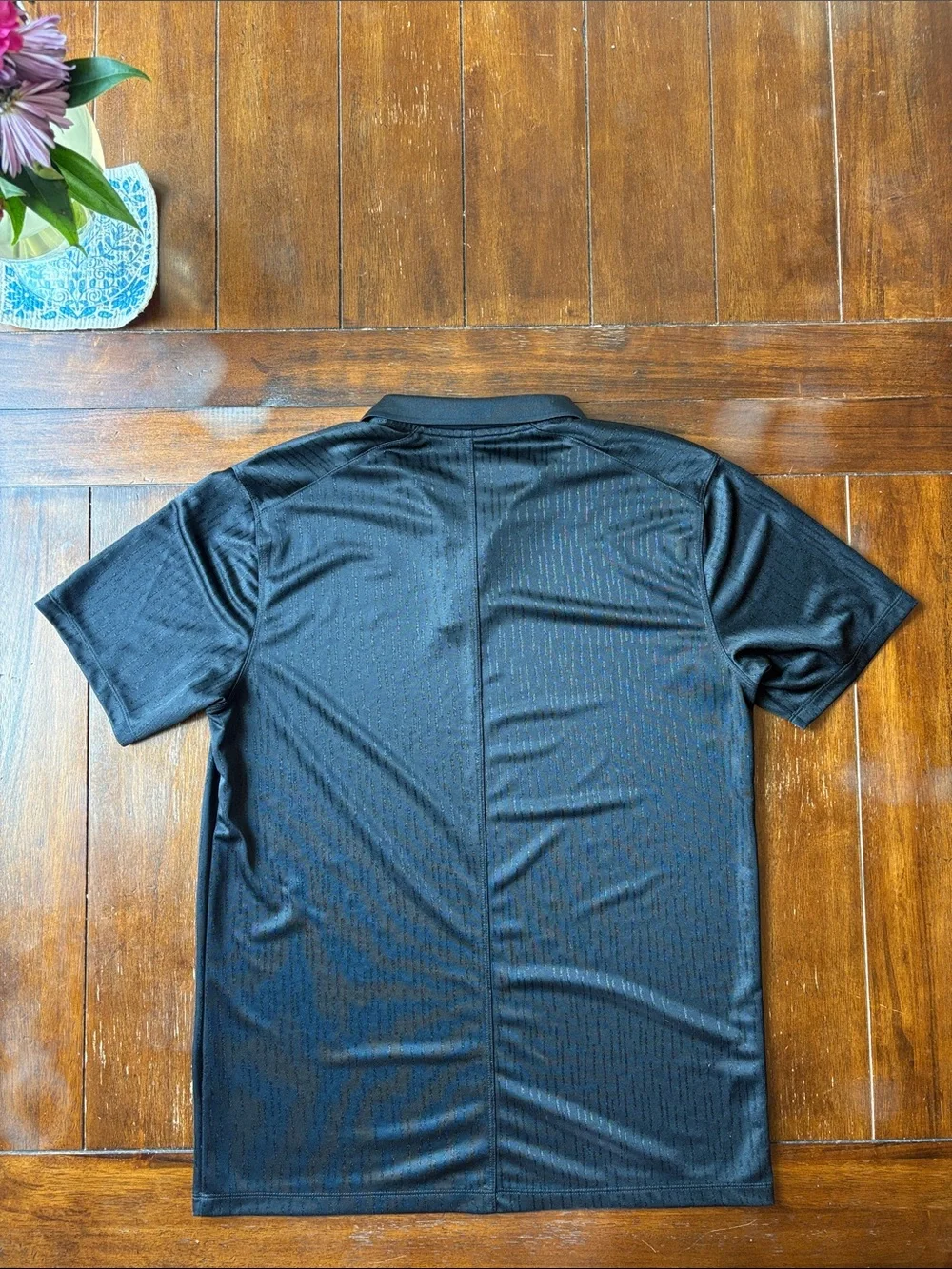 Nike Black Short-Sleeve Performance Polo with White Swoosh